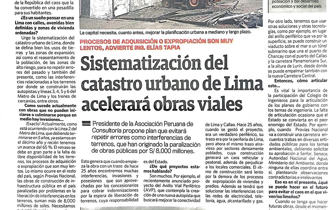 La falta de planificación urbana afecta el desarrollo de Lima